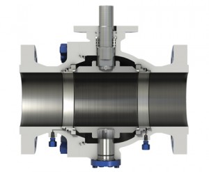 katup bola yang dipasang pada trunnion cor