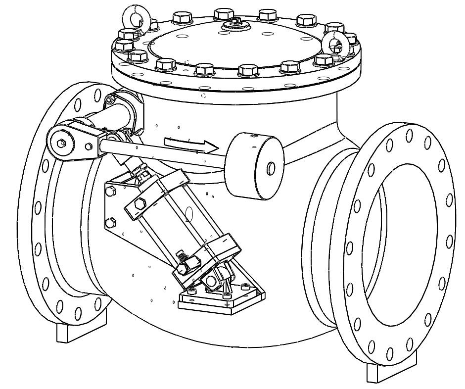 otočný-spätný-ventil-s-protizávažím-pneumatický pohon manuál